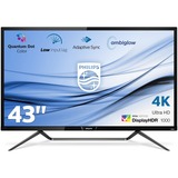 Philips M Line Pantalla 4K HDR con Ambiglow 436M6VBPAB/00, Pantalla de gran formato negro, 108 cm (42.5"), 3840 x 2160 Pixeles, 4K Ultra HD, LED, 4 ms, Negro
