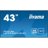 iiyama LE4340UHS-B1 pantalla de señalización 108 cm (42.5") LED 350 cd / m² 4K Ultra HD Negro Android 18/7, Pantalla de gran formato negro, 108 cm (42.5"), LED, 3840 x 2160 Pixeles, 18/7