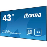 iiyama LE4340UHS-B1 pantalla de señalización 108 cm (42.5") LED 350 cd / m² 4K Ultra HD Negro Android 18/7, Pantalla de gran formato negro, 108 cm (42.5"), LED, 3840 x 2160 Pixeles, 18/7