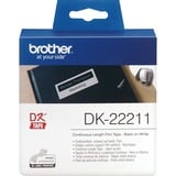 Brother DK-22211 cinta para impresora de etiquetas Negro sobre blanco, Cinta de escritura Negro sobre blanco, 1 pieza(s), DK, Negro, Blanco, Térmica directa, China