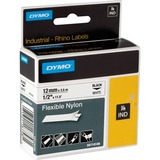 Dymo Rhino etiquetas industriales de nylon flexible | 12 mm x 3,5 m | de color negro sobre fondo blanco, Cinta de escritura 5 m | de color negro sobre fondo blanco, Negro sobre blanco, Negro, Nylon, Bélgica, Rinoceronte, Rhino IND