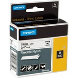 Dymo Rhino etiquetas industriales de nylon flexible | 19 mm x 3,5 m | de color negro sobre fondo blanco, Cinta de escritura 5 m | de color negro sobre fondo blanco, Negro sobre blanco, Multicolor, Nylon, -10 - 80 °C, UL 969, DYMO