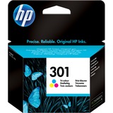 HP Cartucho de tinta original 301 Tri-color Rendimiento estándar, Tinta a base de colorante, 3 ml, 150 páginas, 1 pieza(s), Minorista