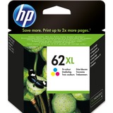 HP Cartucho de tinta original 62XL de alta capacidad tricolor Alto rendimiento (XL), Tinta a base de colorante, 11,5 ml, 415 páginas, 1 pieza(s)