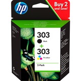 HP Paquete de 2 cartuchos de tinta Original 303 negro/tricolor Rendimiento estándar, Tinta a base de pigmentos, Tinta a base de colorante, 4 ml, 4 ml, 2 pieza(s)