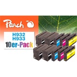 Peach 0F319976 cartucho de tinta 10 pieza(s) Negro, Cian, Magenta, Amarillo Tinta a base de pigmentos, Tinta a base de pigmentos, 16 ml, 8,5 ml, 10 pieza(s), Multipack