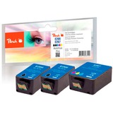 Peach PI200-587 cartucho de tinta 3 pieza(s) Negro, Cian, Magenta, Amarillo 9 ml, 11 ml, 250 páginas, 200 páginas, 3 pieza(s), Multipack