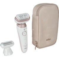 Braun Silk-épil 9 Flex 9-030 3D 40 pinzas Rosa, Blanco, Depiladora blanco/Oro rojo, Rosa, Blanco, 40 pinzas, MicroGrip, Axila, Bikini, 0,5 mm, Batería