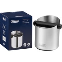 DeLonghi Recipiente para golpear para portafiltro DLSC084 Knock Box, Contenedor acero fino/Negro