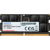 ADATA AD5S560032G-S módulo de memoria 32 GB 1 x 32 GB DDR5 ECC, Memoria RAM negro, 32 GB, 1 x 32 GB, DDR5, 5600 MHz, 262-pin SO-DIMM