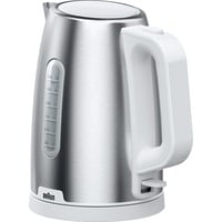 Braun WK 1500 tetera eléctrica 1,7 L 2200 W Acero inoxidable, Blanco, Hervidor de agua acero fino/blanco, 1,7 L, 2200 W, Acero inoxidable, Blanco, Indicador de nivel de agua, Protección contra sobrecalentamiento