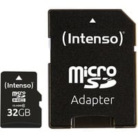 Intenso 32GB MicroSDHC Clase 10, Tarjeta de memoria 32 GB, MicroSDHC, Clase 10, 25 MB/s, Resistente a golpes, Resistente a la temperatura, Resistente al agua, A prueba de rayos X, Negro