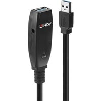 Lindy 43322 cable USB 15 m USB 3.2 Gen 1 (3.1 Gen 1) USB A Negro, Cable alargador negro, 15 m, USB A, USB A, USB 3.2 Gen 1 (3.1 Gen 1), 5000 Mbit/s, Negro