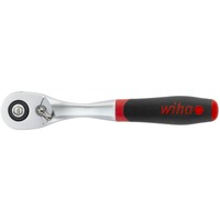 Wiha Carraca reversible 1/4", botón pulsador y seguro de bolas negro/Rojo
