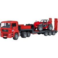 bruder MAN TGA plataforma baja con manipulador telescópico Manitou MLT 633, Automóvil de construcción 