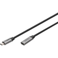 Digitus Cable de extensión USB 3.2 Gen 1, conector USB-C > puerto USB-C, Cable alargador negro/Plateado