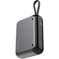 Nevox POWERBANK 10000mAh, cable USB-C integrado, Banco de potencia gris
