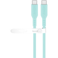 goobay Cable de silicona USB 2.0 turquesa, conector USB-C > conector USB-C turquesa