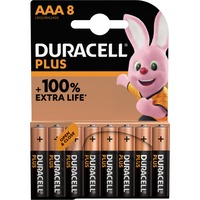 Duracell Plus 100 AAA Batería de un solo uso Alcalino Batería de un solo uso, AAA, Alcalino, 1,5 V, 8 pieza(s), Beige, Negro