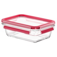 Emsa CLIP & CLOSE N10406 Rectangular Caja 0,7 L Transparente 1 pieza(s) transparente/Rojo, Caja, Rectangular, 0,7 L, Transparente, Vidrio, 420 °C