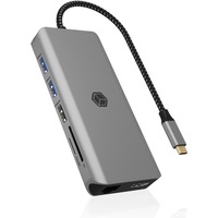 ICY BOX IB-DK4061-CPD Alámbrico USB 3.2 Gen 1 (3.1 Gen 1) Type-C Gris, Estación de acoplamiento antracita, Alámbrico, USB 3.2 Gen 1 (3.1 Gen 1) Type-C, 100 W, 3,5 mm, 10,100,1000 Mbit/s, Gris
