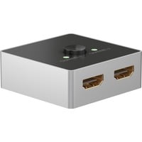 goobay Caja conmutadora HDMI manual 2 a 1 (4K @ 60Hz), Conmutador HDMI negro/Plateado