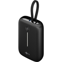 goobay Powerbank 10.000 mAh, cable USB-C integrado 13 cm, 20 vatios, Banco de potencia negro