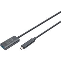 Digitus Cable de extensión activo USB 3.2 Gen 2, conector USB-C > puerto USB-A, Cable alargador negro