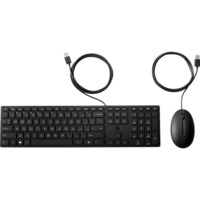 HP Teclado y ratón con cables Desktop 320MK, Juego de escritorio negro, Completo (100%), USB, Negro, Ratón incluido