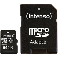Intenso 3433490 memoria flash 64 GB MicroSDXC UHS-I Clase 10, Tarjeta de memoria 64 GB, MicroSDXC, Clase 10, UHS-I, 100 MB/s, 45 MB/s