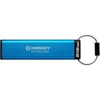 Kingston IronKey Keypad 200C USB-C de 512 GB 200C, FIPS 140-3 nivel 3 AES-256, Lápiz USB FIPS 140-3 nivel 3 AES-256, 512 GB, USB Tipo C, 3.2 Gen 1 (3.1 Gen 1), 280 MB/s, Funda, Azul