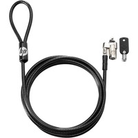 HP Bloqueo de cable con llave de 10 mm, Castillo negro, 1,83 m, Llave redonda, Acero galvanizado, Negro