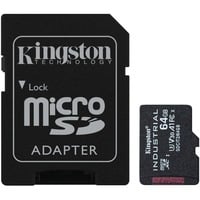 Kingston Tarjeta 64GB microSDXC Industrial C10 A1 pSLC + adaptador SD, Tarjeta de memoria negro, 64 GB, MicroSDXC, Clase 10, UHS-I, 100 MB/s, 80 MB/s