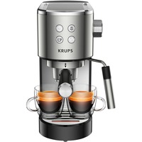 Krups Virtuoso XP442C11 cafetera eléctrica Semi-automática Máquina espresso, Cafetera espresso acero fino/Negro, Máquina espresso, De café molido, Negro, Acero inoxidable