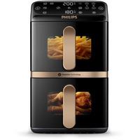 Philips Freidora de aire doble NA462/70, Freidora de aire caliente negro