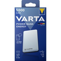 Varta Energy 5000 Polímero de litio 5000 mAh Negro, Blanco, Banco de potencia blanco/Negro, 5000 mAh, Polímero de litio, 3,7 V, Negro, Blanco
