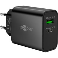 goobay Cargador rápido dual USB-C PD GaN 30 W negro
