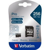 Verbatim Pro U3 256GB microSDXC, Tarjeta de memoria negro