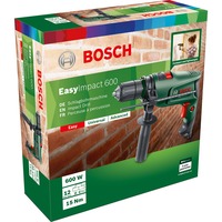 Bosch Easy Impact 600 600 W 3000 RPM Sin llave, Taladradora de impacto verde/Negro, Sin llave, Negro, Verde, 1,2 cm, 3000 RPM, 45000 ppm, 1 cm