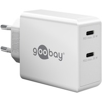 goobay Cargador rápido dual USB-C 36 vatios, PD blanco