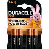 Duracell Plus Batería de un solo uso AA Alcalino Batería de un solo uso, AA, Alcalino, 1,5 V, 4 pieza(s), Negro, Oro
