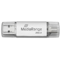 MediaRange Kombo-Speicherstick 256 GB, Lápiz USB plateado/Transparente