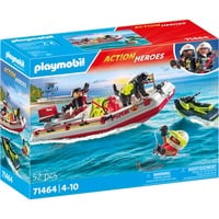 PLAYMOBIL City Action Barco de bomberos con Aqua Scooter, Juegos de construcción 