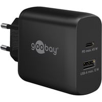 goobay Cargador rápido dual USB-C PD 45 vatios negro