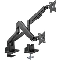 goobay Soporte doble para monitor con resorte de gas, Soporte de monitor negro