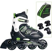 Muuwmi Patines en línea infantiles ajustables Talla 33-36 verde/Negro