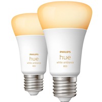 Philips Hue Bombilla inteligente A60 - E27 - 800 (paquete de 2), Lámpara LED Philips Hue White ambiance Bombilla inteligente A60 - E27 - 800 (paquete de 2), Bombilla inteligente, Blanco, Bluetooth/Zigbee, LED integrado, E27, Luz fría, Blanco cálido