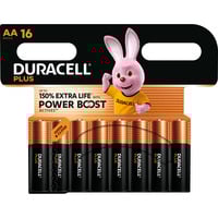 Duracell Plus Batería de un solo uso AA Alcalino Batería de un solo uso, AA, Alcalino, 1,5 V, 16 pieza(s), Negro, Oro