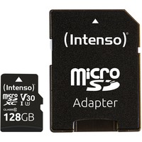 Intenso microSDXC 128GB Class 10 UHS-I Professional - Extended Capacity SD (MicroSDHC) Clase 10, Tarjeta de memoria negro, 128 GB, MicroSDXC, Clase 10, UHS-I, 100 MB/s, 45 MB/s