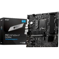 MSI PRO B760M-P DDR4 placa base Intel B760 LGA 1700 micro ATX negro, Intel, LGA 1700, Intel® Celeron®, Intel® Pentium® Gold, LGA 1700, DDR4-SDRAM, 128 GB